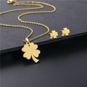 Four Leaf Clover Necklace And Earrings Set