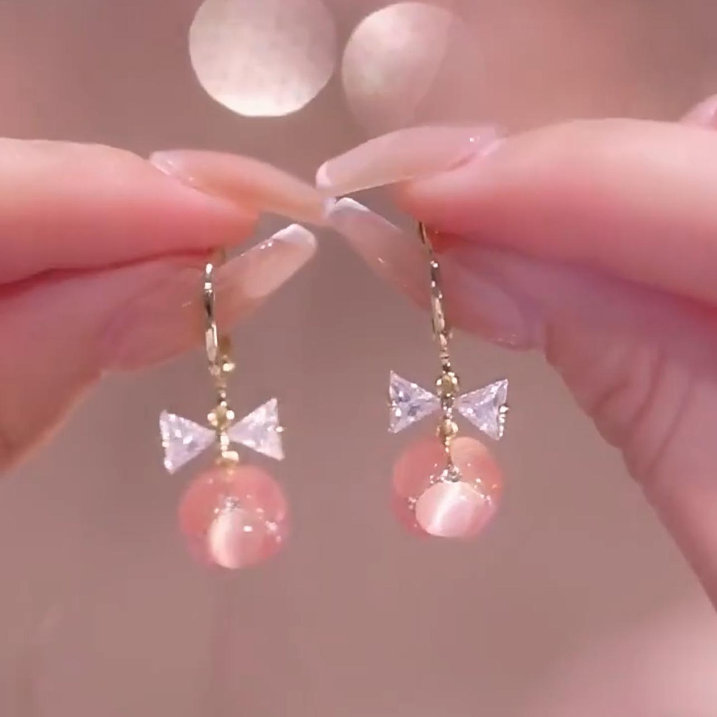 Zicron Bow Opal Ball Earings