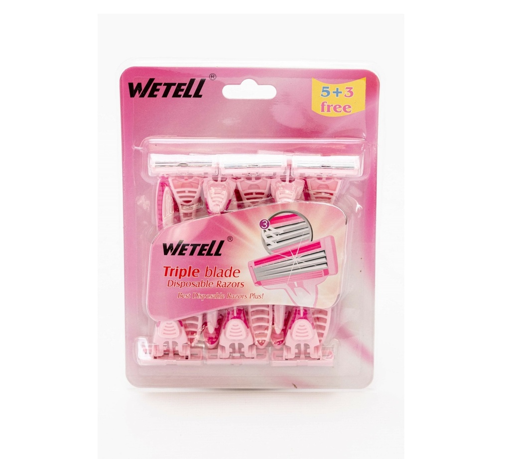 Wetell Triple Blade Disposable Razors - 8 Sticks