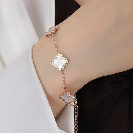 Lucky Clover Four Leaf Flower Gold Bracelet