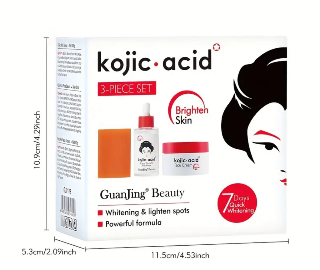 Guanjing Kojic Acid Skin Care Series 3Pcs Set
