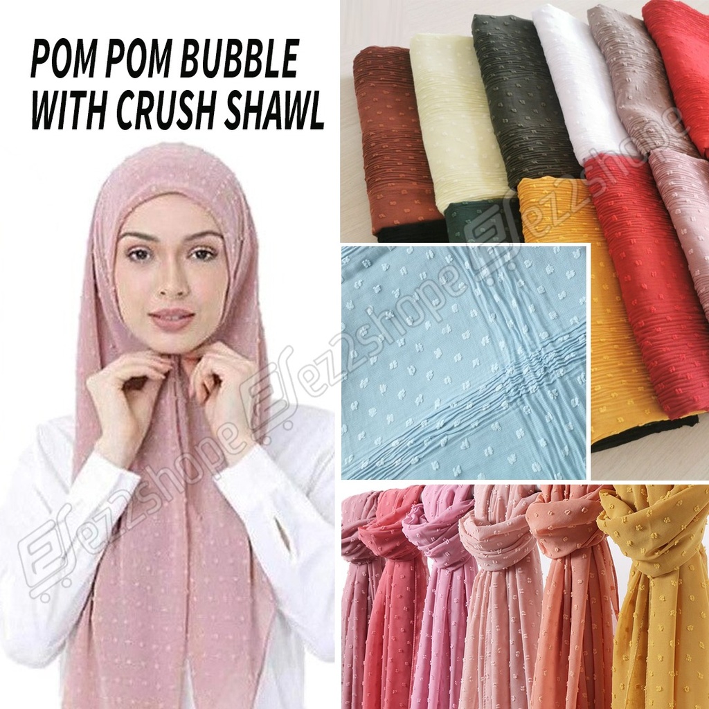New Pom Pom Bubble Chiffon Shawl Semi Crush (PP)