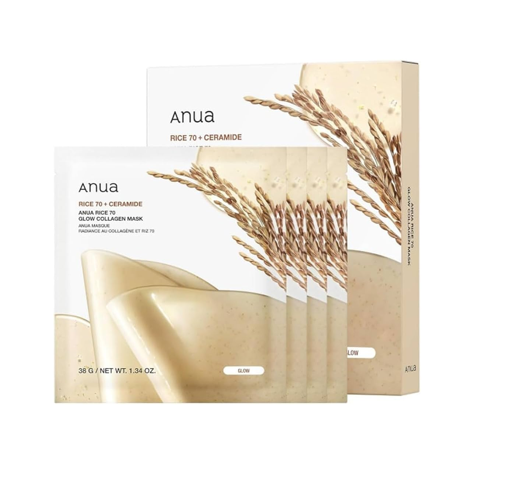 Anua Rice 70 Glow Collagen Mask Box (38gx4Pcs)