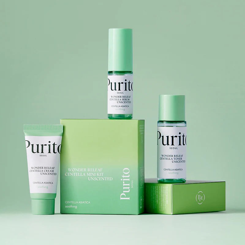 Purito Seoul Wonder Releaf Centella Mini Kit Unscented (Serum15ml+Toner30ml+ Cream15ml)