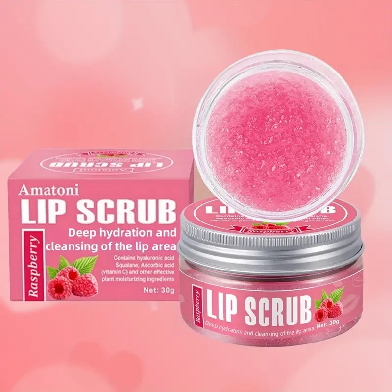 Amatoni Lip Scrub Raspberry Flavor Lip Exfoliating Gel